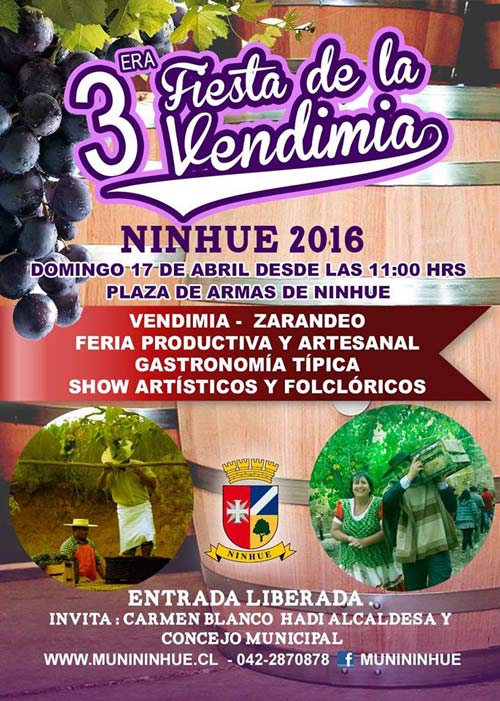 Fiesta de la Vendimia en Ninhue 1 El Domingo 17 de abril se realizará en Ninhue la tercera Fiesta de la Vendimia,