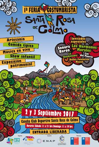 1ª Fiesta Costumbrista de Santa Rosa de Colmo, Quintero 1 2 y 3 de septiembre la cancha de la localidad de Colmo será el punto de encuentro de la 1ª Fiesta Costumbrista de Santa Rosa de Colmo.