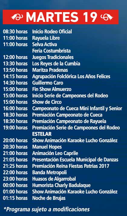 Programa Fiestas Patrias Colina 2017 6 programa fiestas patrias colina martes 19