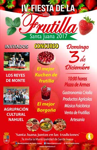 IV Fiesta de la Frutilla en Santa Juana 1 Santa Juana, VIII Región, celebrará este fin de semana la Fiesta de la Frutilla 2017
