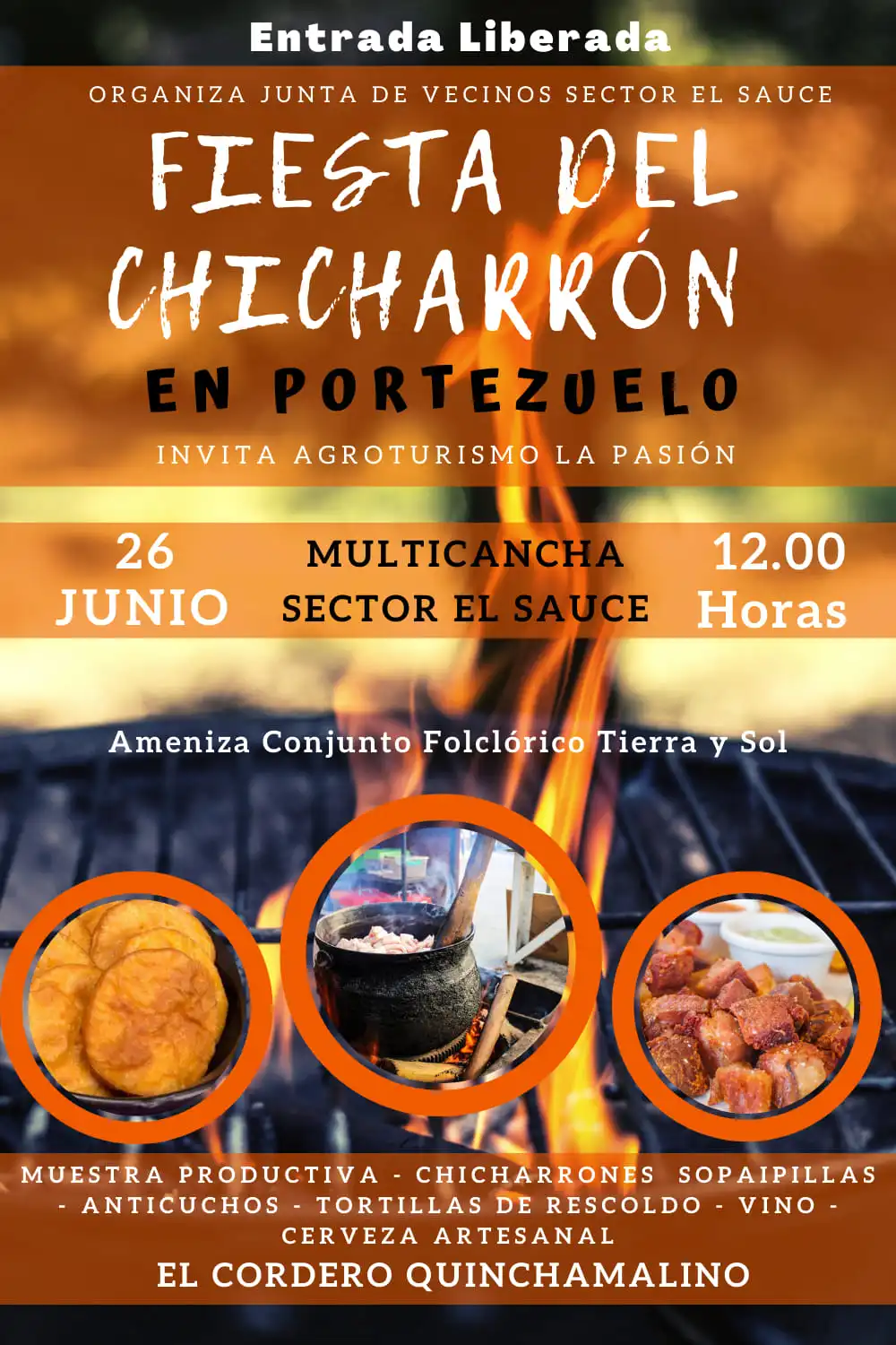 Fiesta del Chicharrón 2022 en Protezuelo
Domingo 26 de Junio en la Cancha del Sector El Sauce en la comuna de Portezuelo.